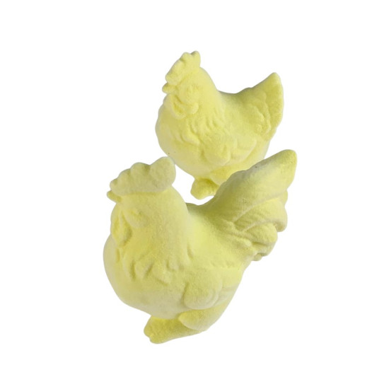 Фігурка для пасхального декору "Півник та курочка" жовті оксамитові (L00198.1)