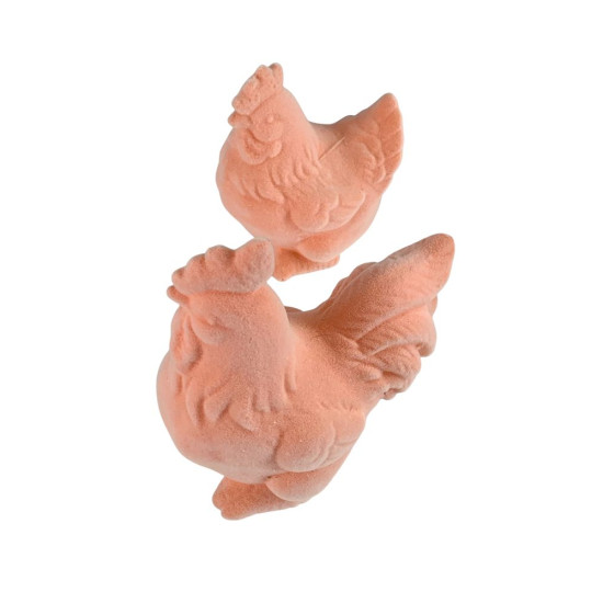 Фігурка для пасхального декору "Півник та курочка" персикові оксамитові (L00198.2)