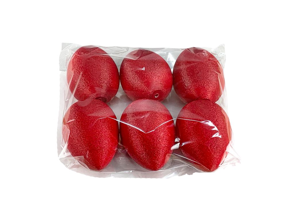 Набір  великодніх яєць  із блискучою фактурою  -6шт, червоний (L00218)