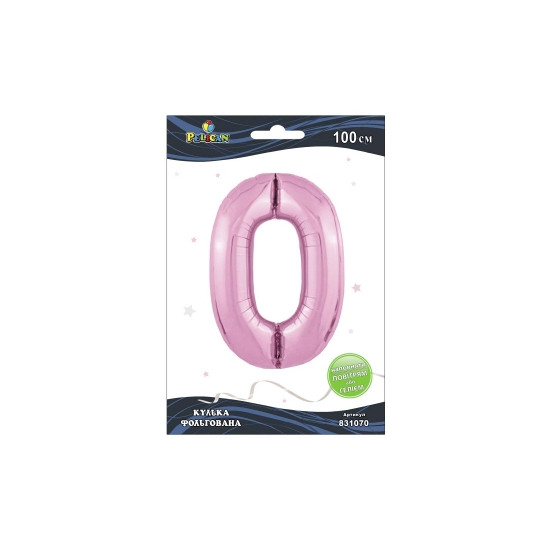 Цифра фольгированная Pelican, "0" РОЗОВАЯ 100см Розовый Pelican (831070)
