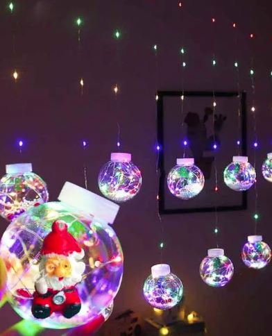 Гірлянда кульки - роса Санта 10шт 2.5м х 0,8м USB + пульт (білий теплий) Різнокольоровий Unison (1849-25)