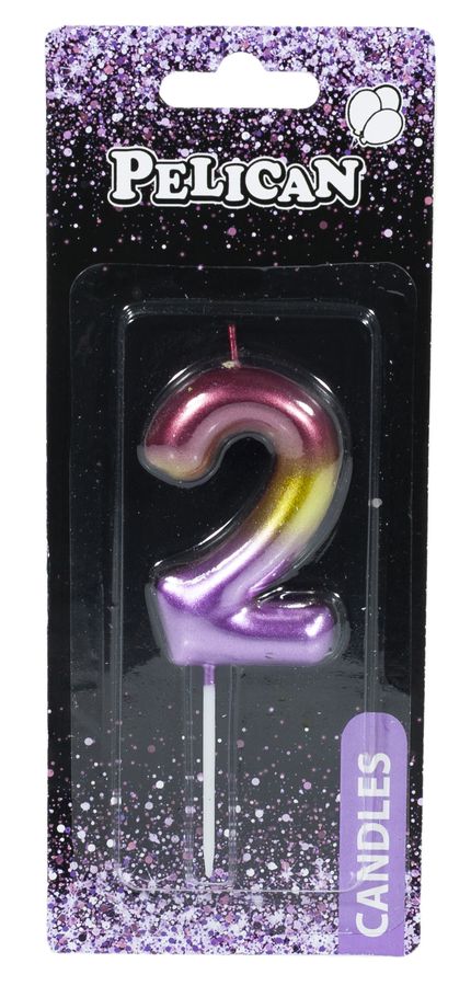 Свеча для торта Pelican "2" РАДУЖНАЯ 6 см Разноцветный Pelican (866062)