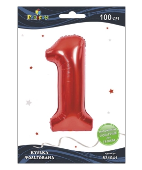 Цифра фольгированная Pelican, "1" КРАСНАЯ 100см Красный Pelican (831041)