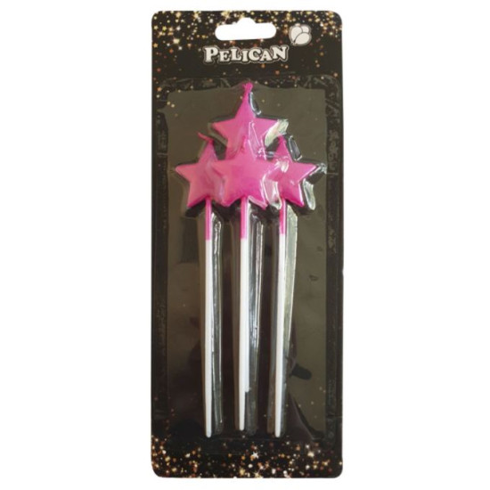 Набор свечей  "Звездочка  на палочке", розовый, 4шт/уп Розовый Pelican (868614)