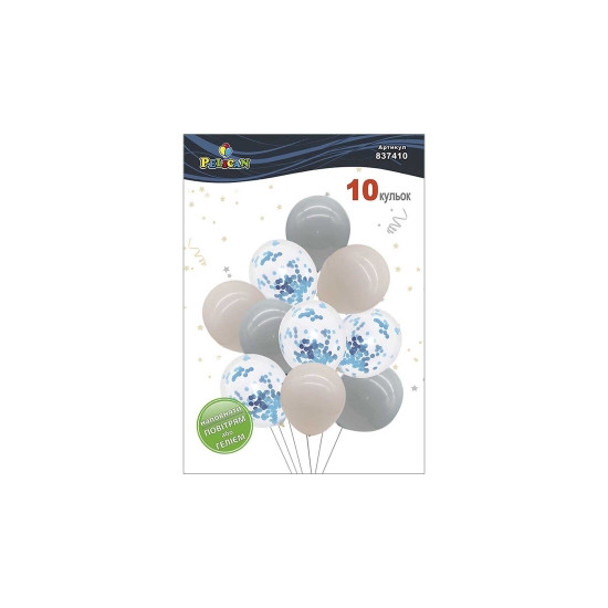 Набір з 10 латексних кульок "Сіра фантазія" вінтажний, Pelican (837410)