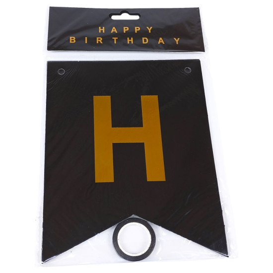 Гирлянда флажки HAPPY BIRTHDAY 16 х 20см (HB-1097 black)
