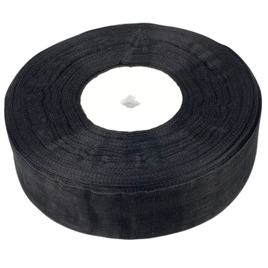 Стрічка з органзи чорна 2,5 см х 50 ярдів Чорний Marill (D02025-1039)