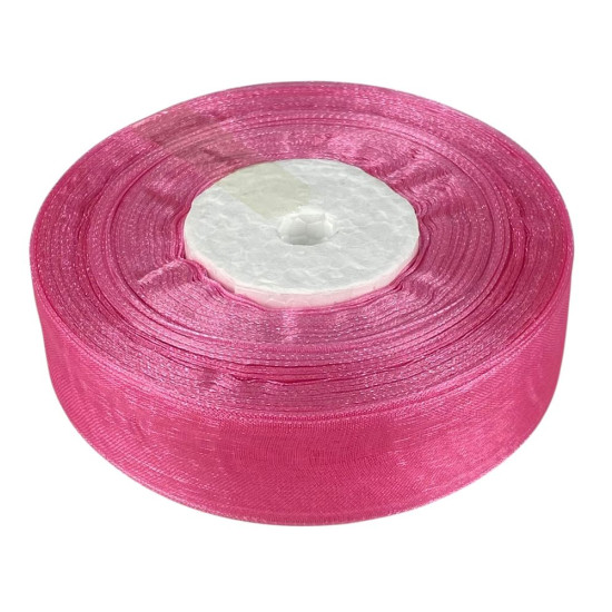Стрічка з органзи темно-рожева 2,5 см х 50 ярдів Рожевий Marill (D02025-1094)