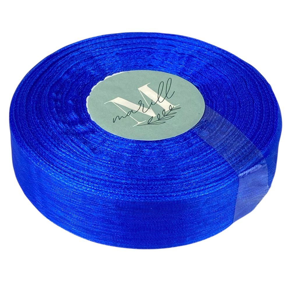Стрічка з органзи синя 2,0 см х 50 ярдів Синій Marill (D02020-1040)