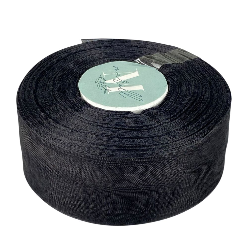 Стрічка з органзи чорна 4,0 см х 50 ярдів Чорний Marill (D02040-1039)