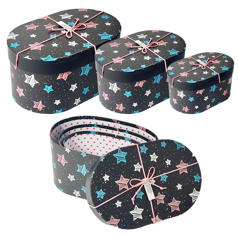 Коробка подарункова  28 х 18 х 14см (овал),3шт. в наборі (0229)