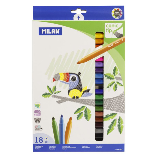 Набор фломастерів "TM MILAN" 18 кольорів. 80092 (80092)