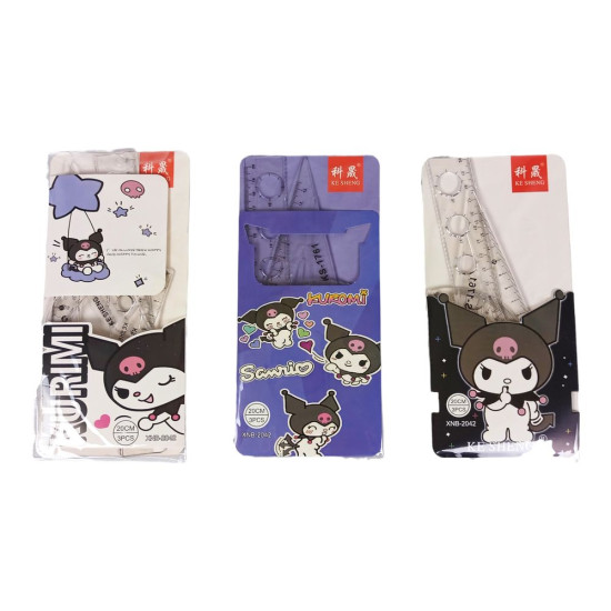 Набор линеек в конверте на кнопке. 4 предмета, "Зайчик Kuromi" Разноцветный Без бренда (2042)