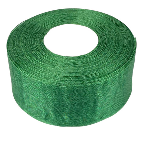 Стрічка з органзи темно-зелена 4,0 см х 50 ярдів Зелений Marill (D02040-bk11)