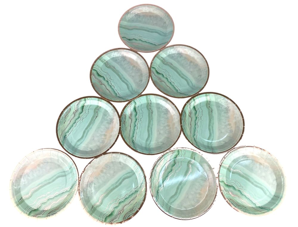 Тарелки картонные 23см "Мрамор с фольгой" 10 штук, 250гр (7319 CP)