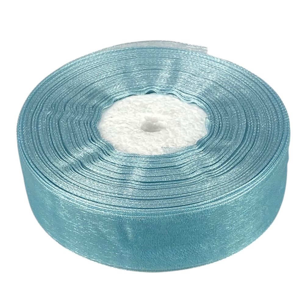 Стрічка з органзи "морська хвиля" 2,5 см х 50 ярдів Блакитний Marill (D02025-1093)