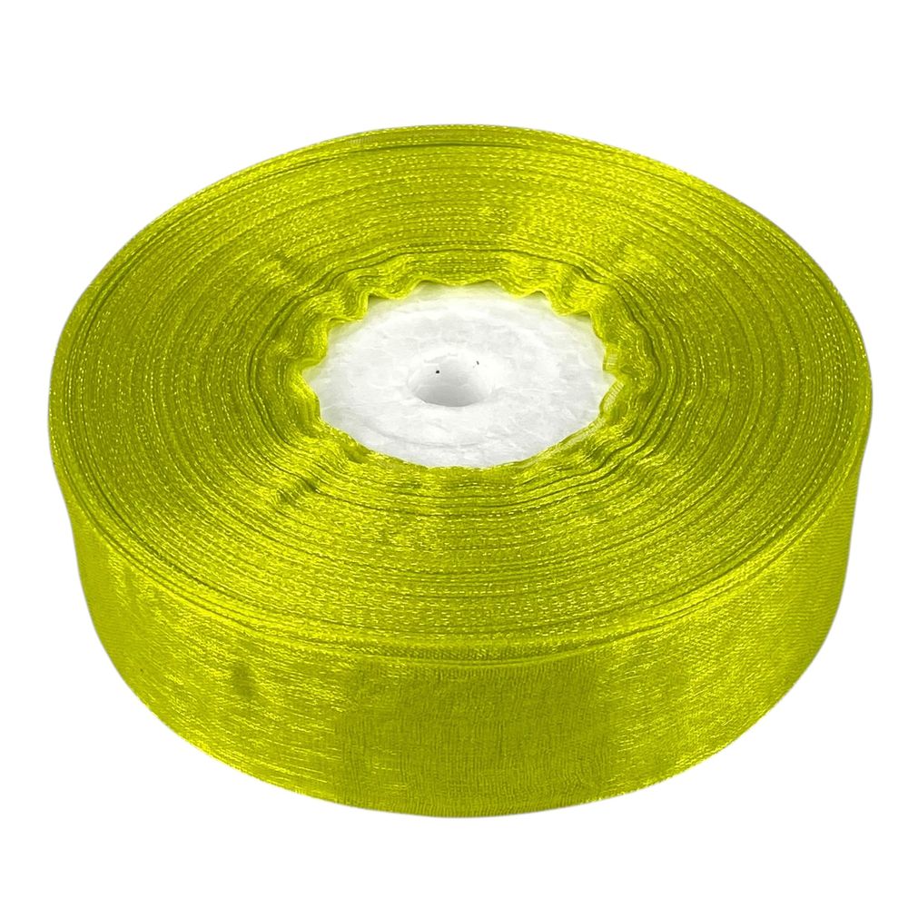 Стрічка з органзи "лайм" 2,5 см х 50 ярдів Зелений Marill (D02025-1098)