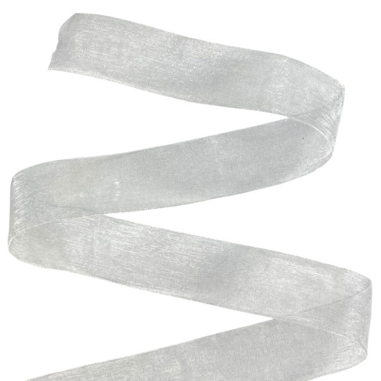 Стрічка з органзи сіра 2,5 см х 50 ярдів Сірий Marill (D02025-bk38)