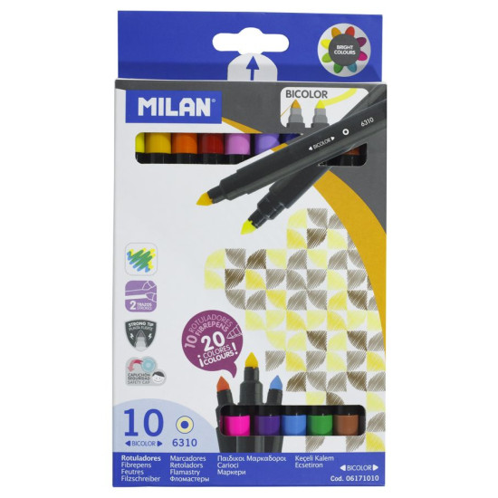 Набор двойных фломастеров ТМ "MILAN" 10цв. 0,5mm (06171010)