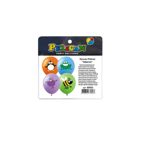 Шарики Pelican 12" (30сm) "Зверюшки"  10шт Разноцветный Pelican (828532)