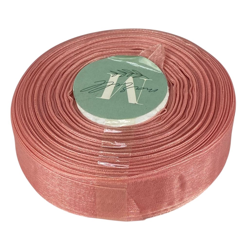 Стрічка з органзи пудра 2,5 см х 50 ярдів Рожевий Marill (D02025-1041)