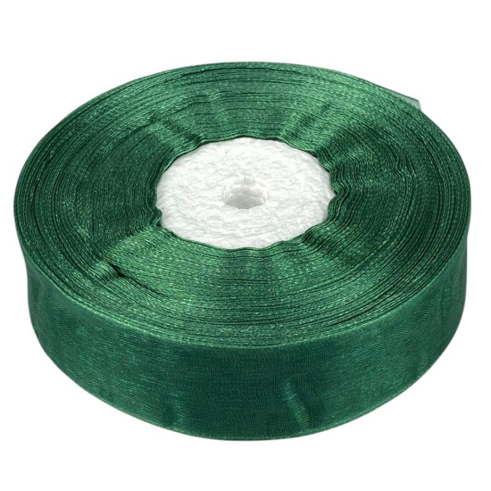 Стрічка з органзи темно-зелена 2,5 см х 50 ярдів Зелений Marill (D02025-bk11)