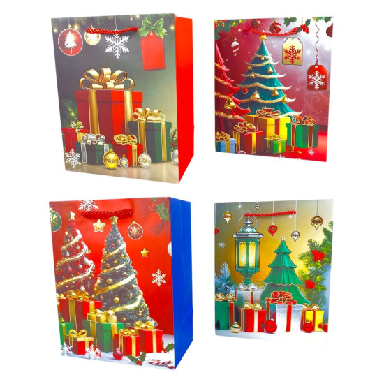 Пакет подарочный новогодний , 30 х 42,5 х 12cm 4 дизайна (Y2200L)