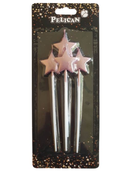 Набор свечей для торта "ЗВЕЗДОЧКА  на палочке", розовое золото, 4шт/уп Розовый Pelican (868613)