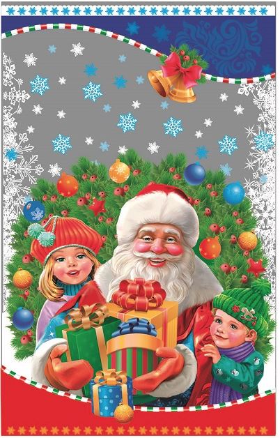 Пакет для новогодних подарков целлофановый прозрачный + метал, с рисунком 20х35 см 100/уп (PP504)