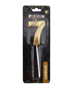 Свеча цифра 3D для торта "7", золото 5см (863207)