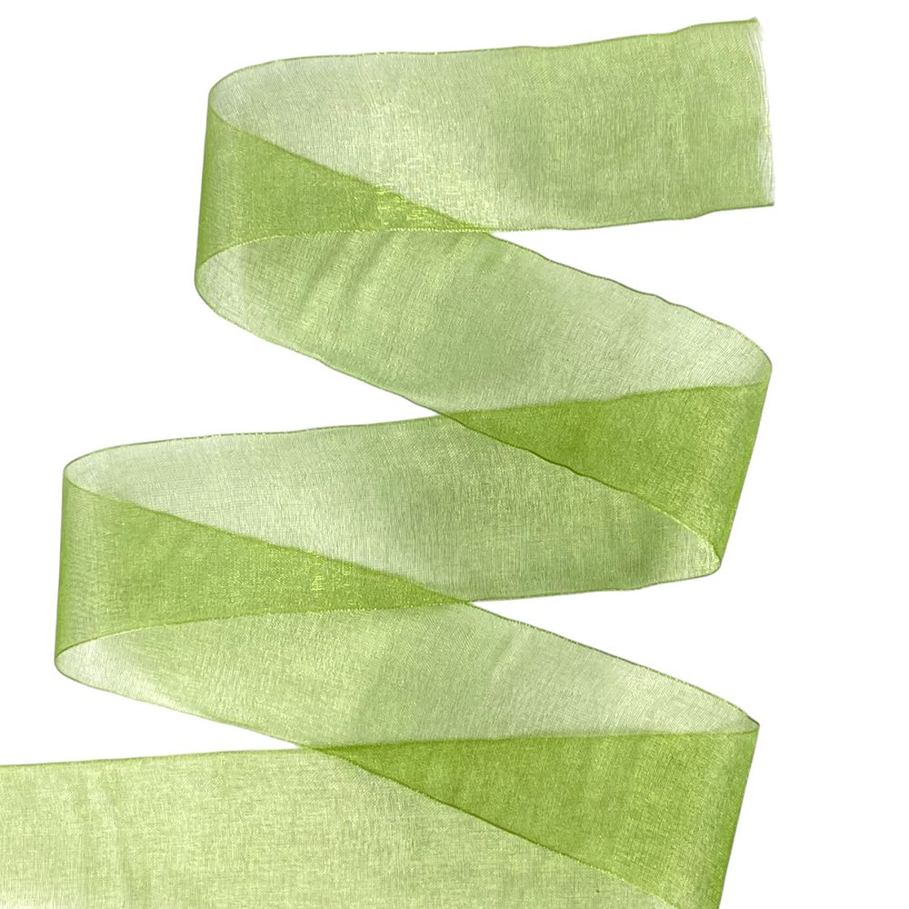 Стрічка з органзи трав'яниста 4,0 см х 50 ярдів Зелений Marill (D02040-1061)