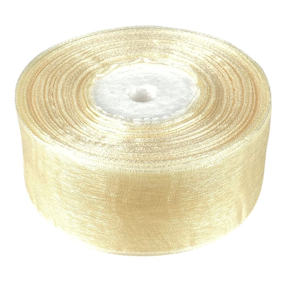 Стрічка з органзи "айворі" 4,0 см х 50 ярдів Бежевий Marill (D02040-bk06)
