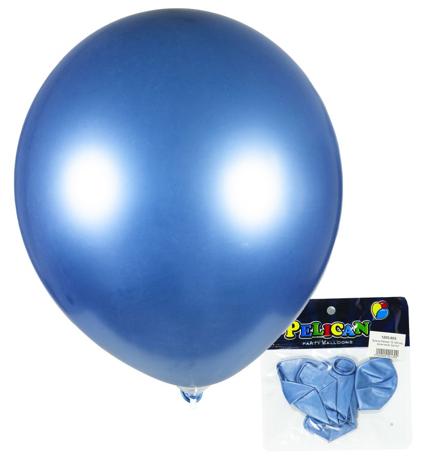 Шарики Pelican 12' (30 см), хром синий, 5шт/уп, 825603 Синий Pelican (825603/1205-603)