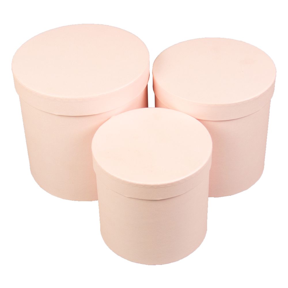 Коробка подарочная круглая в наборе  3 шт (19,5 x 19cm/17,5 x 17cm/15,5 x 15cm) Розовый Unison (W3138)