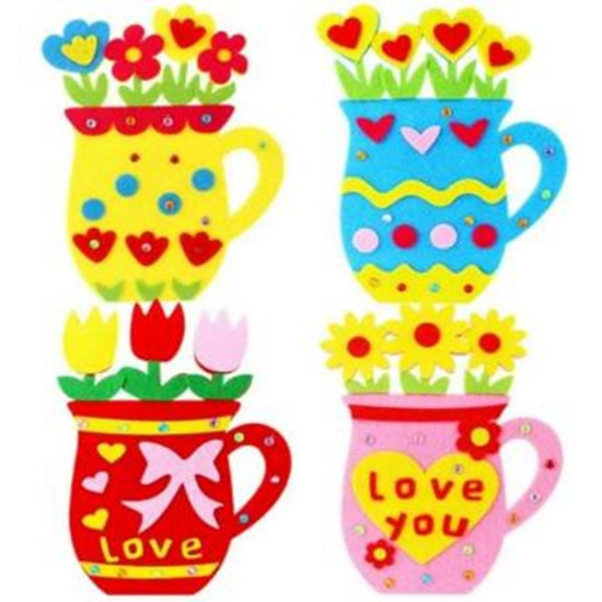 Набір для творчості "Зроби сам аплікацію з фетру  горщик з квітами" 19  х 14см Різнокольоровий Unison (365)