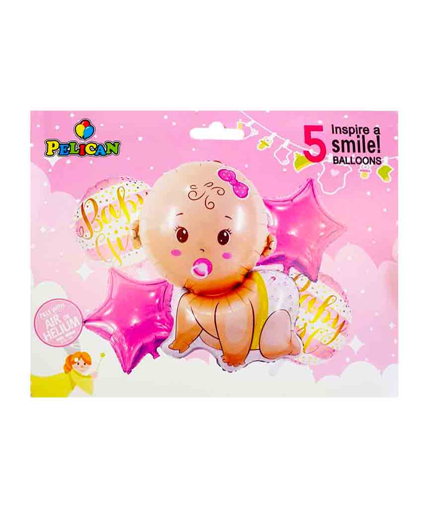 Набор из 5 шариков фольгированных "Младенец девочка" Разноцветный Pelican (836942)