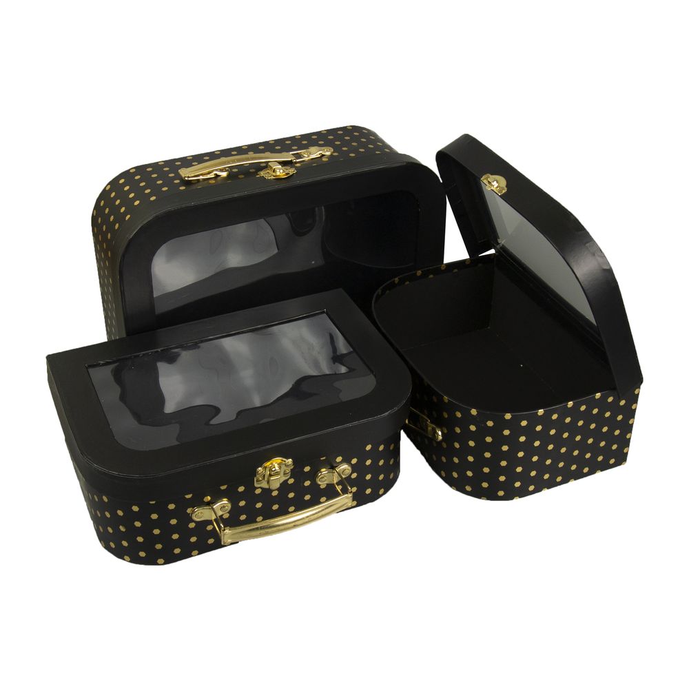 Коробка-чемодан подарочная в наборе - 3 шт (29,5 x 19 x10 cm/25,5 x 17 x9cm/22 x 15 x 8.5cm) Черный Unison (W3290)