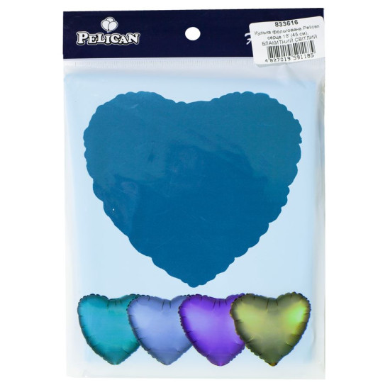 Кулька фольгована Pelican серце 18' (45см), блакитний світлий, 5шт/уп Блакитний Pelican (833616)