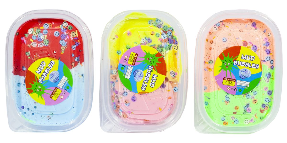 Игрушка-слайм флаффи "Двуцветная с фимо-добавками" 130г, 2400-1 (2400-1)