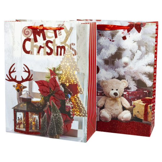 Пакет подарунковий 5262L,  новорічний з глітером, 31*40*12cm (5262L)