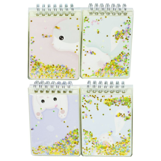 Блок. на спир., обл.-сыпуч.блёстки"Котик-лапка" 10,5*8см,80л.,70г (27214)