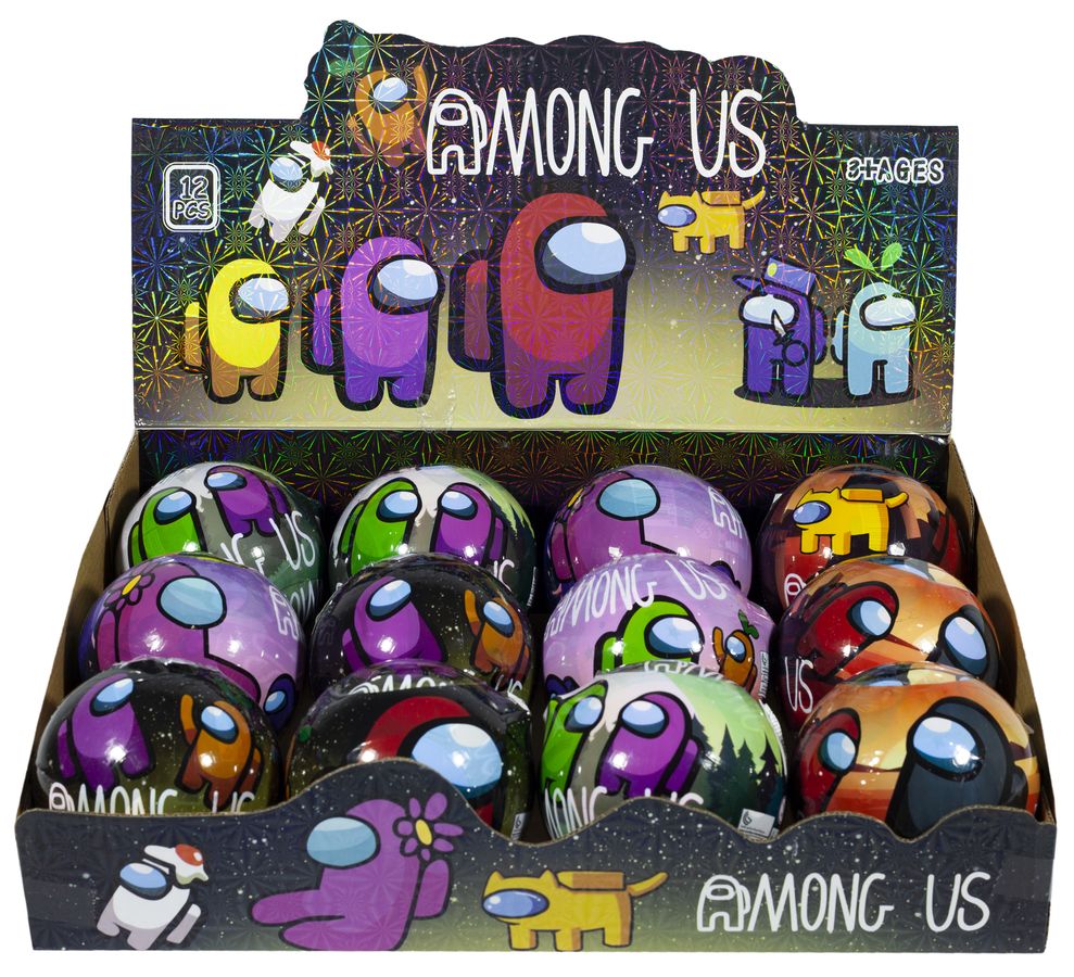 Игрушка шар-сюрприз светящийся "Among us" лего+пазл+наклейки 9см Unison (2111-B-3)