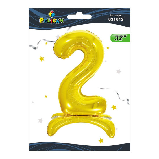Цифра на подставке Pelican, "2" золото 80см Золотой Pelican (831812)