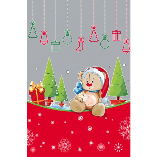 Пакет для новорічних подарунків целофановий прозорий з малюнком 20х30 см в пачці 100 шт. (PP502)