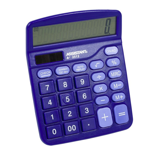 Калькулятор  настольный фиолетовый, Assistant, 12разр., 2-е питание, 138х103ч27мм, AC-2312 (AC-2312 violet)