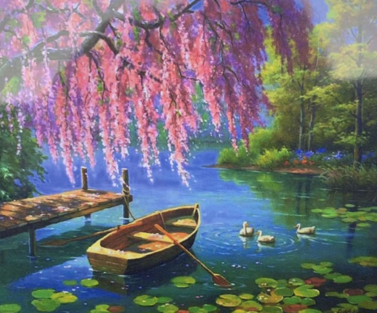 Картина по номерам 30*40см "Лодка на озере" OPP (холст на раме краск. кисти. ) (1135EKTL_O)