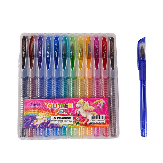 Ручки гелеві з глітером 12 кольорів Різнокольоровий Unison (9838-12)