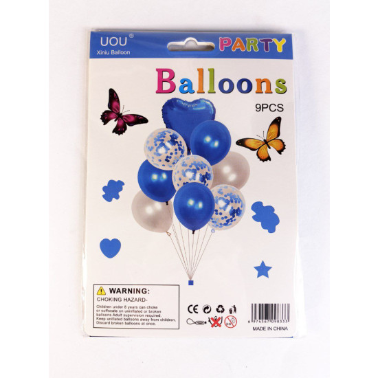 Набор из 9 шариков, Сердце синее Голубой Unison (836838)