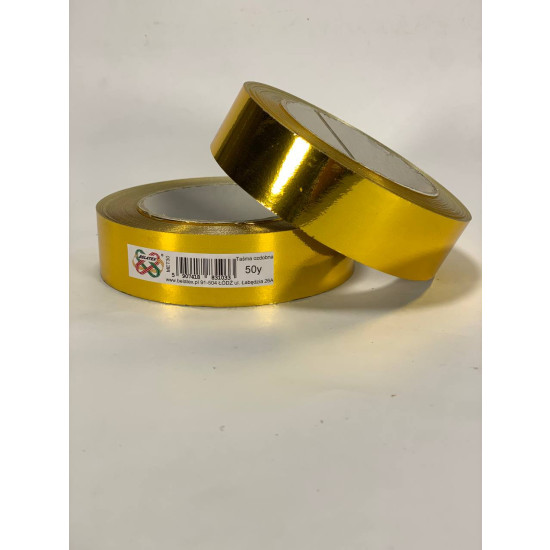 Лента пластиковая 3см, 50 ярд,  золотая металлизированная , BELATEX (MET30-gold)
