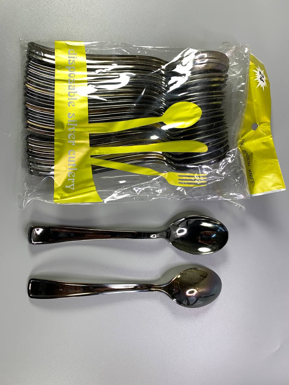 Ложки пластиковые серебро, 17см, 24шт/уп Серебряный Unison (7500-45)